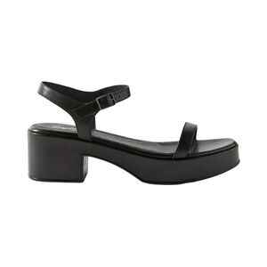 ANTHROPOLOGIE SEYCHELLES Rest Assured Heeled Leather Sandal Black Sz 6